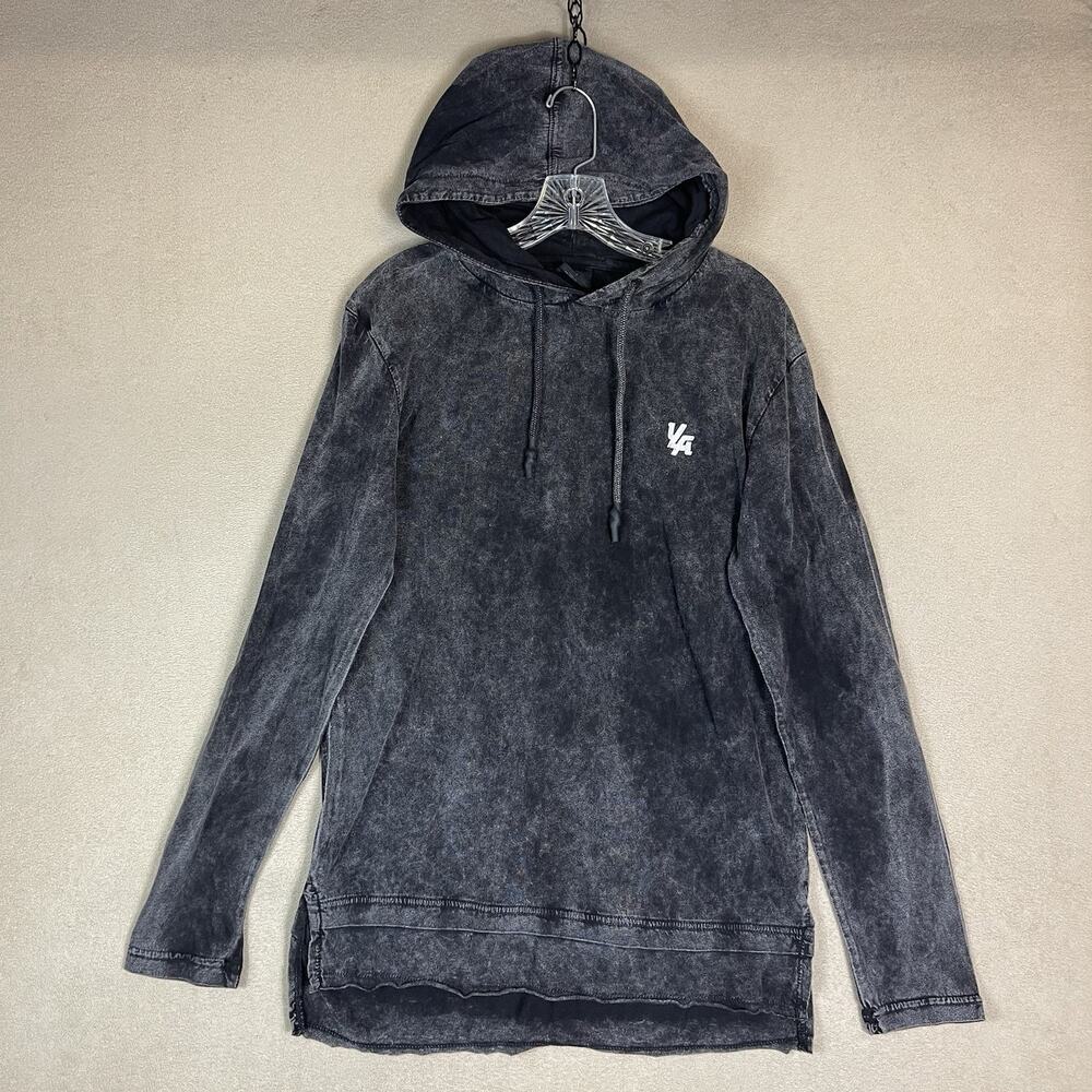 YoungLA Hoodie Mens M Black Acid Wash Long Sleeve‎ Lightweight Pullover